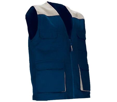 Gilet de travail léger - Unisexe - REF THUNDER - bleu marine et beige
