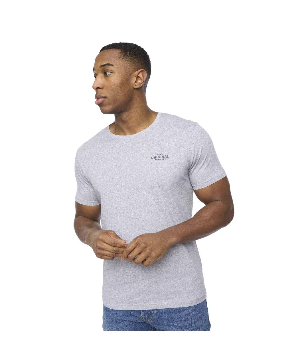 T-shirts Basicstandard Homme Noir Gris Blanc Crosshatch-1