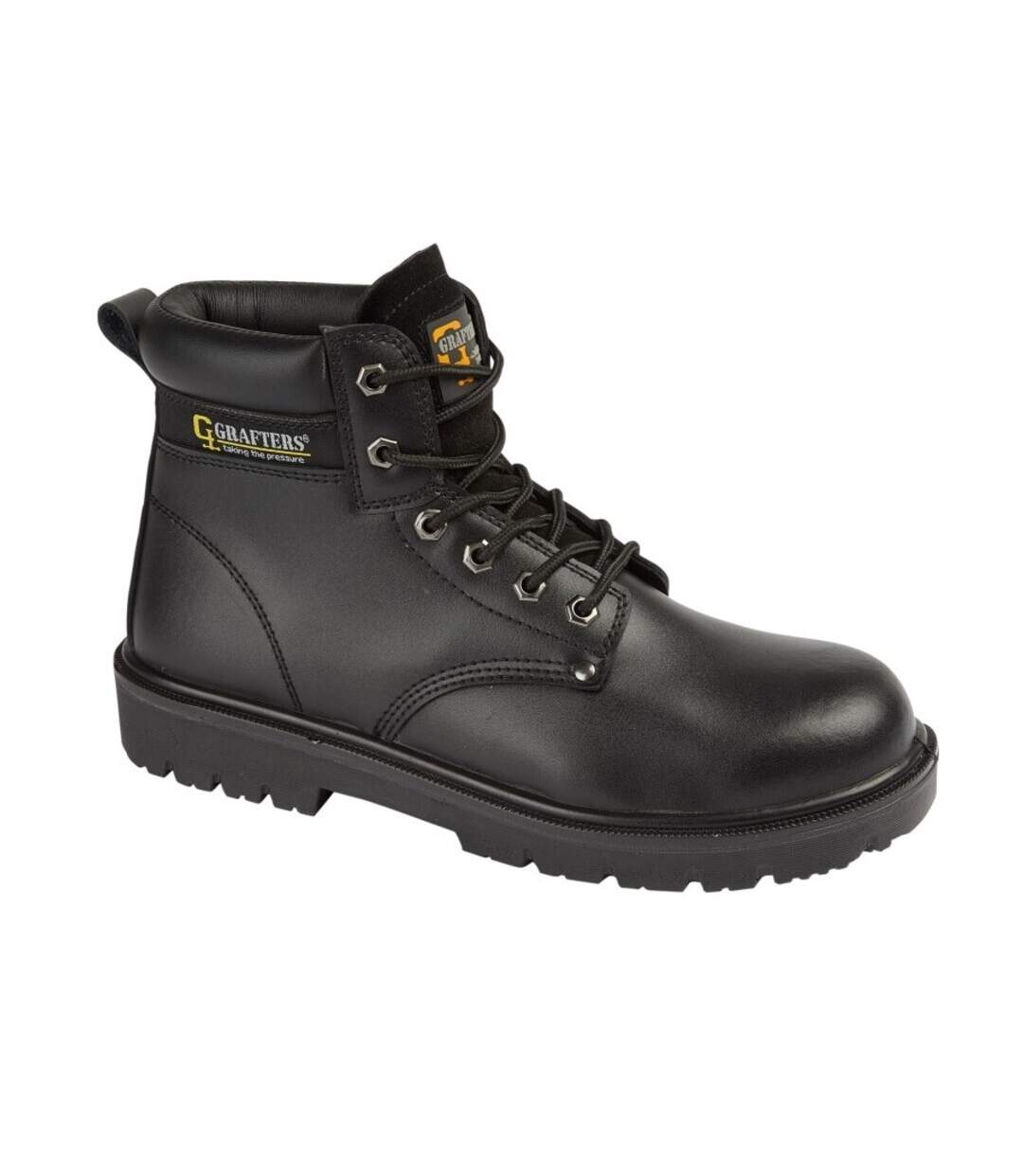 Mens leather safety boots black Grafters-1