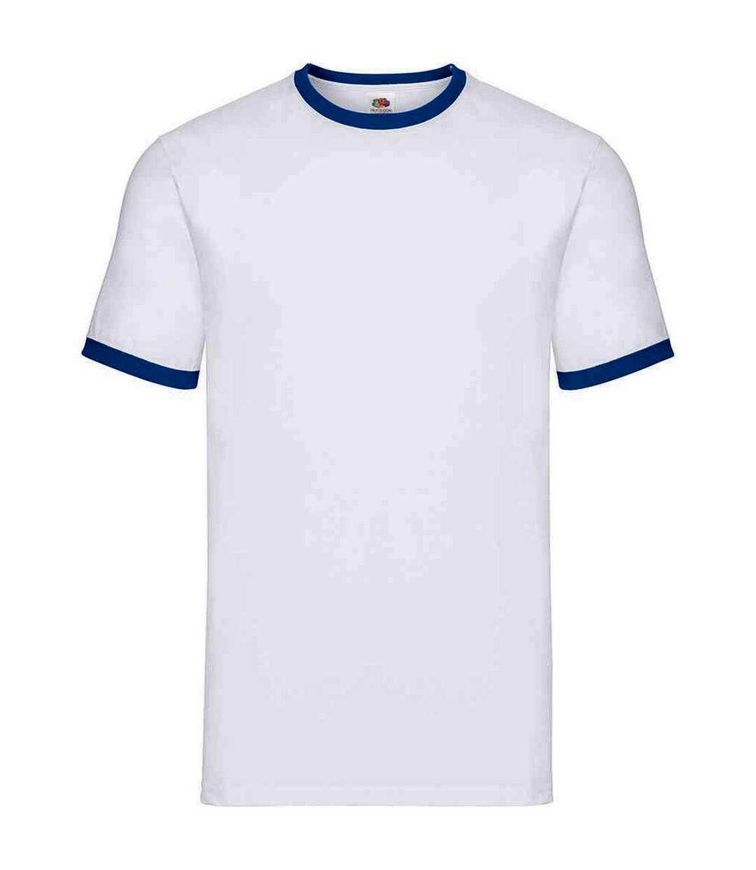 T-shirt ringer homme blanc / bleu roi Fruit of the Loom-1