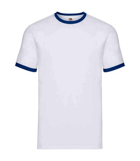 Mens ringer contrast t-shirt white/royal blue Fruit of the Loom