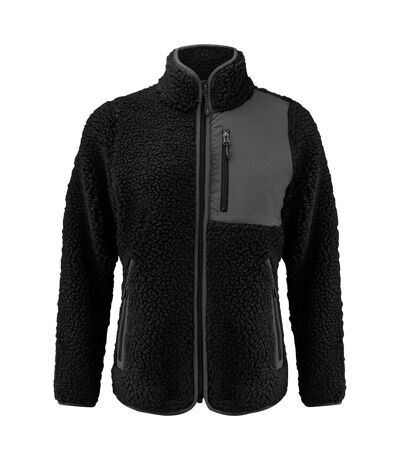Womens/ladies Kingsley Sherpa Fleece Jacket Black James Harvest