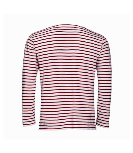 SOLS Mens Marine Long Sleeve Stripe T-Shirt (White/Red) - UTPC2579