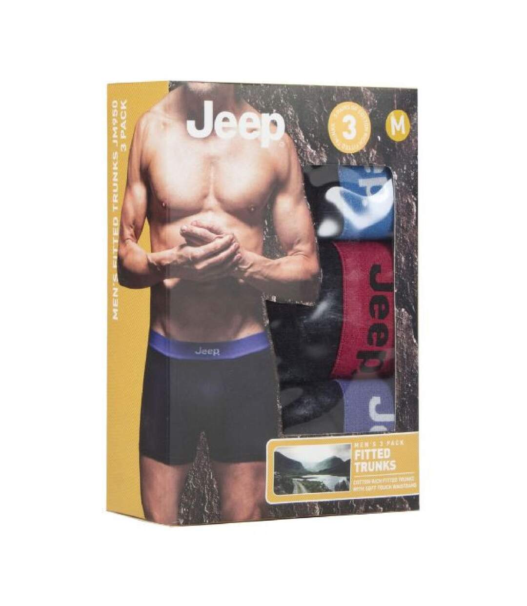 3 Pack Mens Cotton Rich Blend Everyday Fitted Trunks-2