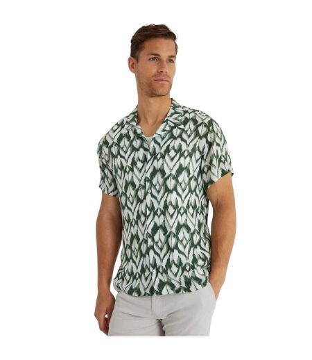 Mens Geometric Short-sleeved Shirt Pine Green Threadbare