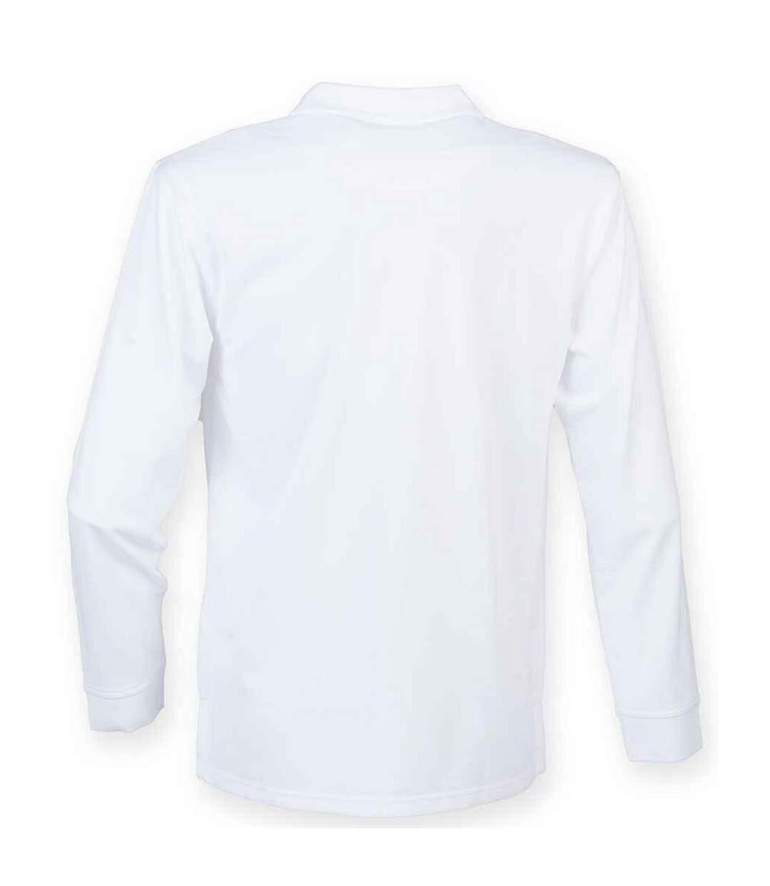 Henbury Mens Coolplus Moisture Wicking Long Sleeve Polo Shirt (White) - UTRW4751-2