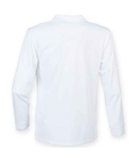 Henbury Mens Coolplus Moisture Wicking Long Sleeve Polo Shirt (White) - UTRW4751
