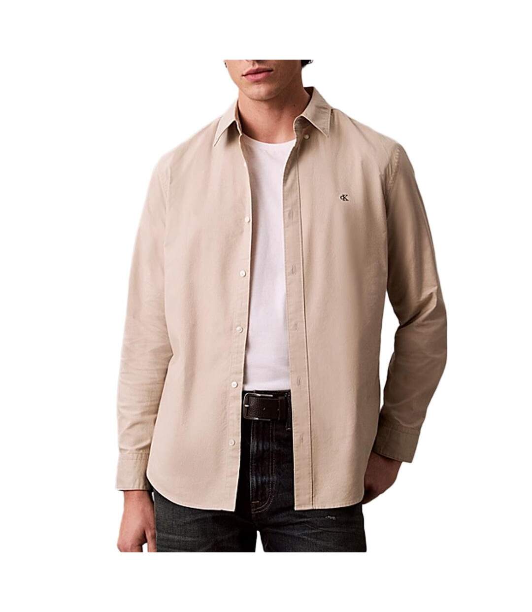 Chemise beige homme calvin klein jeans oxfords-1