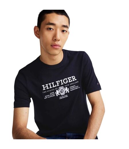 Mens Embroidered Logo T-shirt Blue Tommy Hilfiger