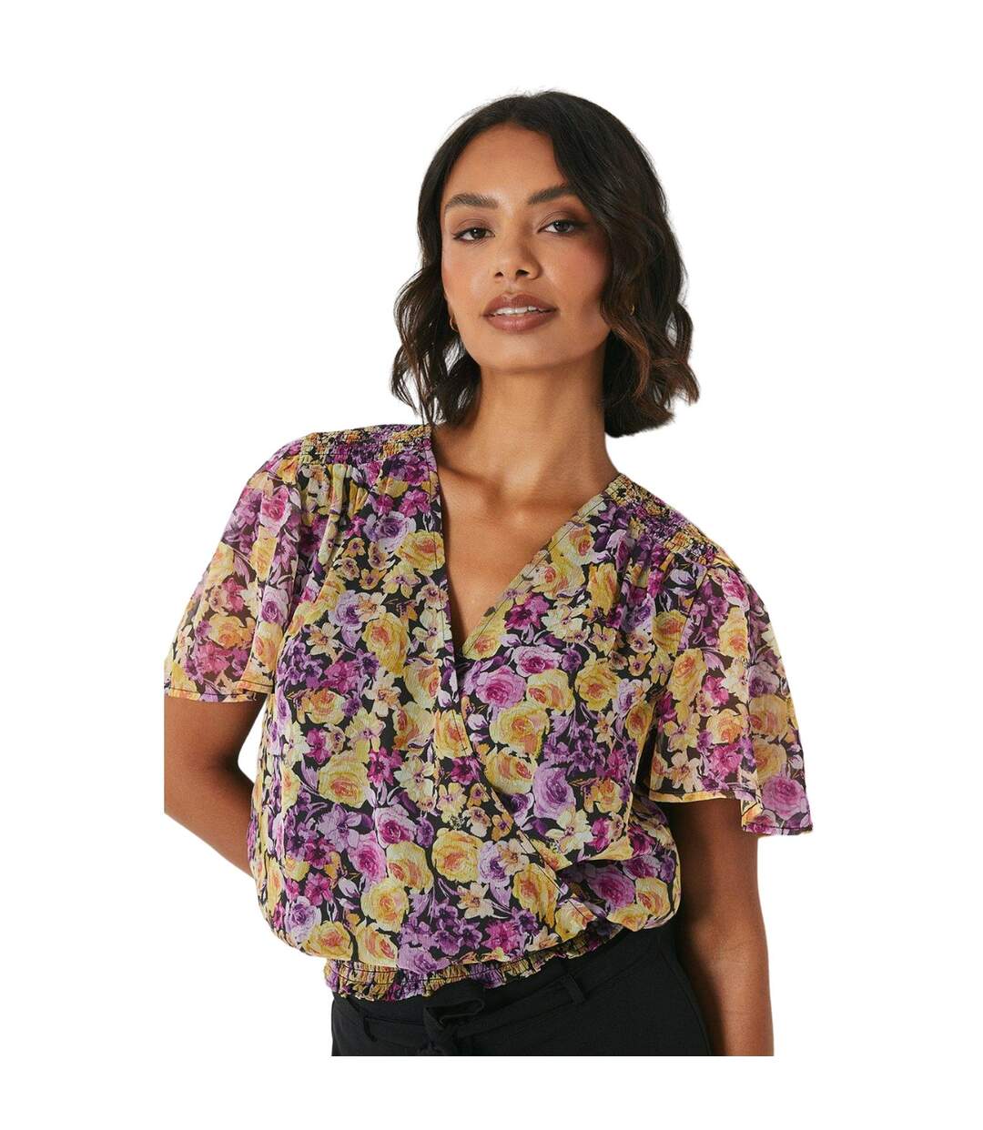 Blouse femme violet / jaune Dorothy Perkins-3