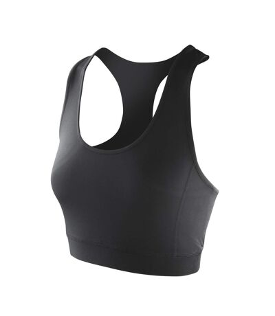 Spiro Womens/Ladies Impact Softex Plain Crop Top (Black) - UTPC2623