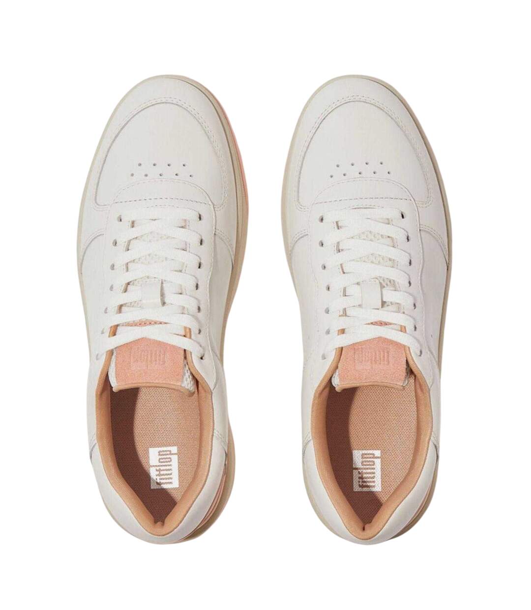 Womens/ladies Leather Trainers White Pink FitFlop-4
