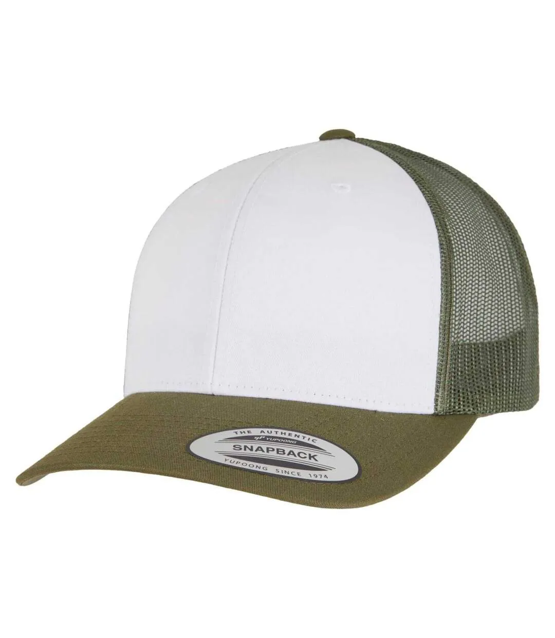 Casquette Trucker Motif/style Rétro Adulte Vert Kaki Foncé Blanc Olive Flexfit-1