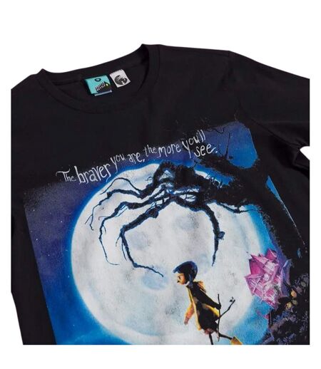 Womens/ladies Movie Poster Fitted T-shirt Black Coraline