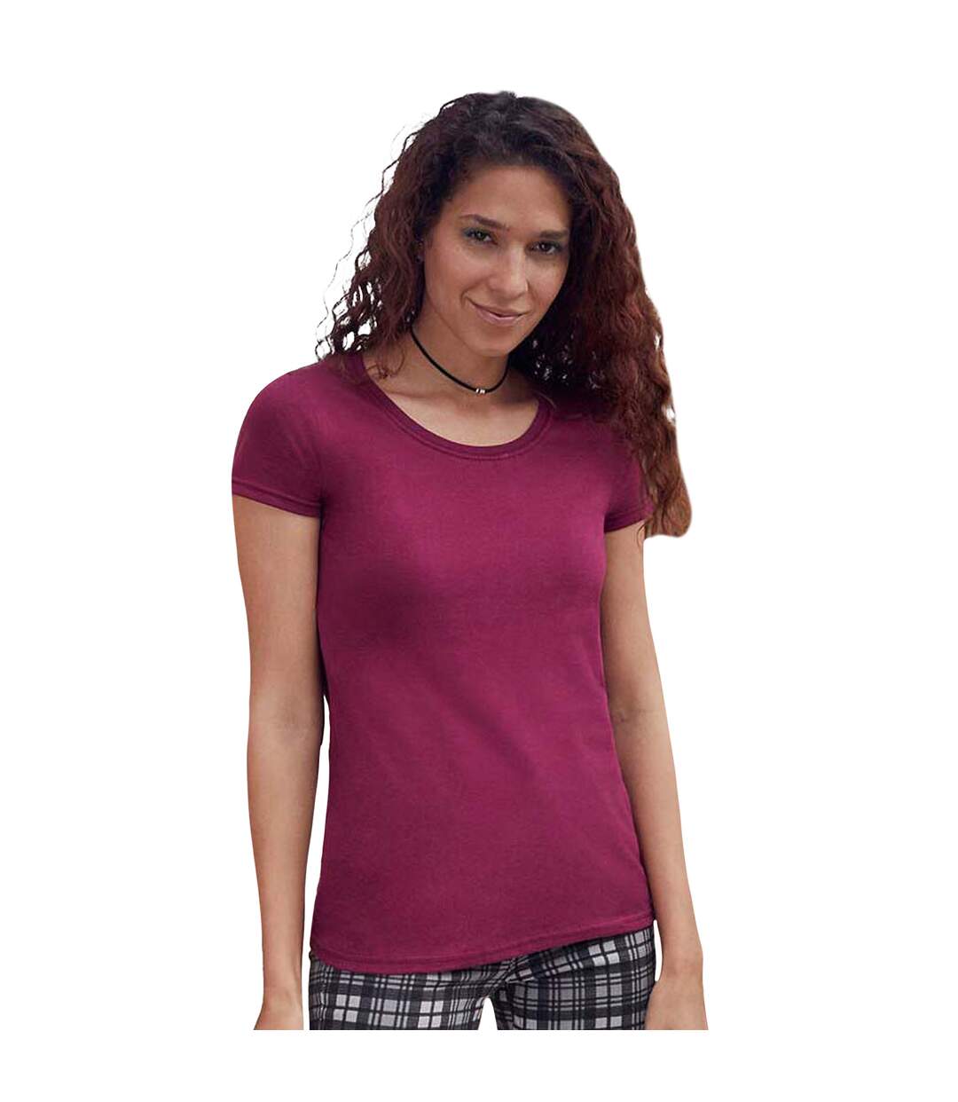 T-shirt ajusté femmes bordeaux Fruit of the Loom-3