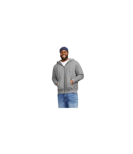 Mens Big & Tall Full Zip Hoodie Grey Melange Jack And Jones
