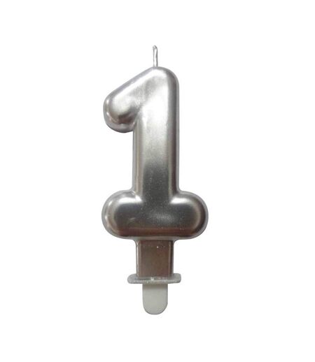 Bougie d'Anniversaire Chiffre 1 7cm Argent