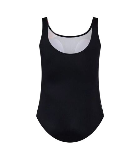 Womens/ladies Floral Scoopback One Piece Swimsuit Black Zoggs