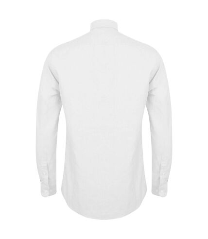 Mens modern long sleeve oxford shirt white Henbury