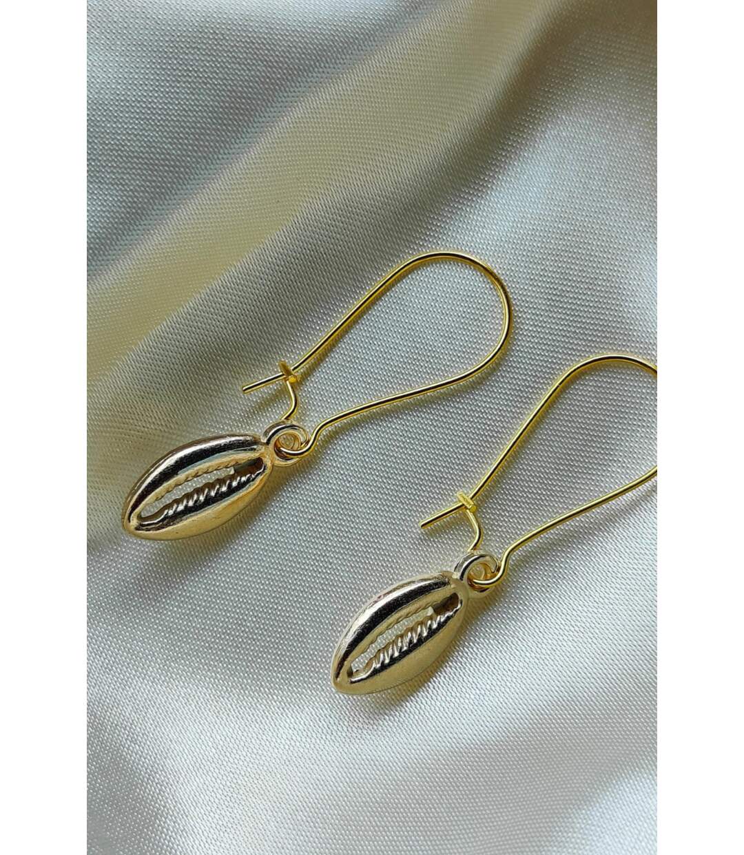 Long Silver Cowrie Sea Shell Charm Mermaid Beach Boho Dangle Dainty Earrings-2