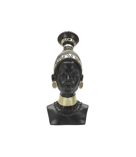 Statuette Tête Femme Tribu Massai 38cm Noir