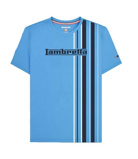 Mens Ss25 Racing Stripe T-shirt Azure Blue Lambretta