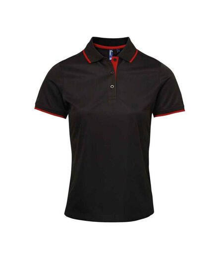 Polo Coolchecker Femme Noir Rouge Premier