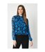 Principles Womens/Ladies Floral Ruffle Neck Blouse (Blue) - UTDH6743