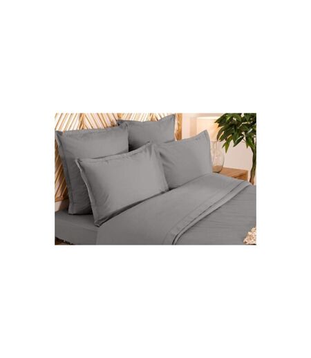 Parure de Lit 3 Pièces Percale 260x240cm Gris