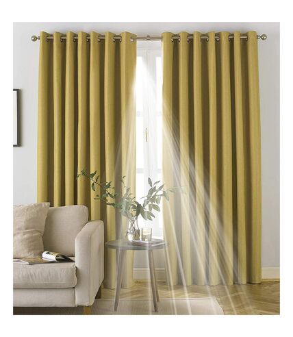 Moon eyelet curtains one size ochre yellow Furn