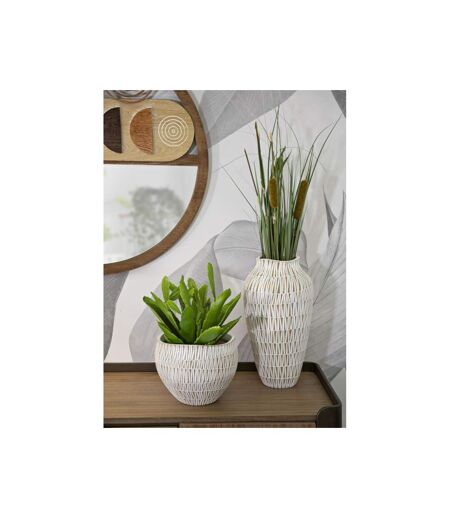 Vase Déco en Résine Stiky 44cm Or & Blanc