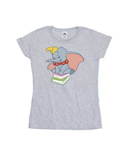 Disney - T-shirt DUMBO SITTING ON BOOKS - Femme (Gris chiné) - UTBI17788