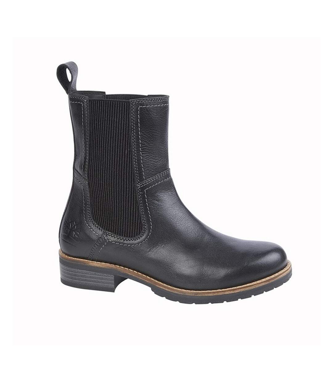 Womens/ladies leather ankle boots black Woodland