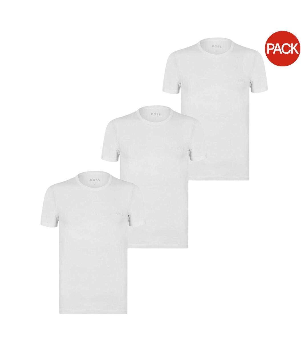 Pack Of 3  Mens Classic Plain Short-sleeved T-shirt  White Boss-1