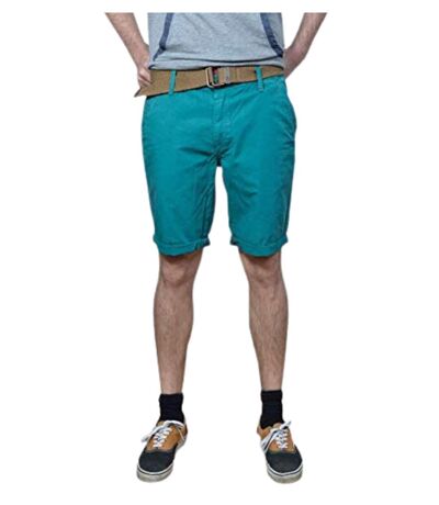 Bermuda homme avec ceinture coupe droite - Couleur vert