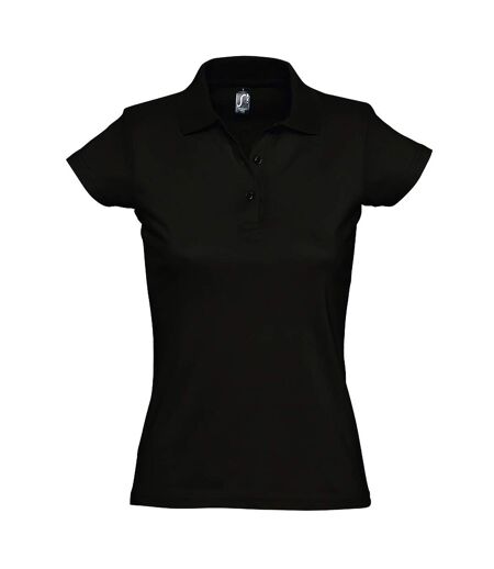 SOLS Womens/Ladies Prescott Short Sleeve Jersey Polo Shirt (Deep Black) - UTPC327