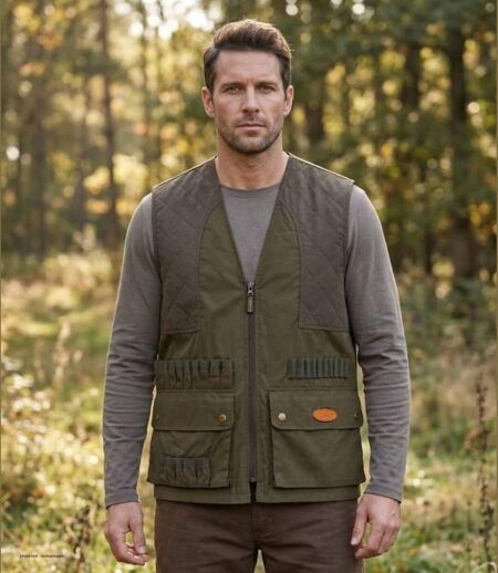 Gilet Traqueur LEDERTYS LY0208 – Robustesse Bi-Matière, Cartouchière et Liberté de Mouvement
