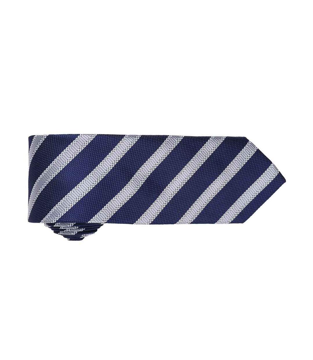 Mens stripe waffle tie one size navy/silver Premier