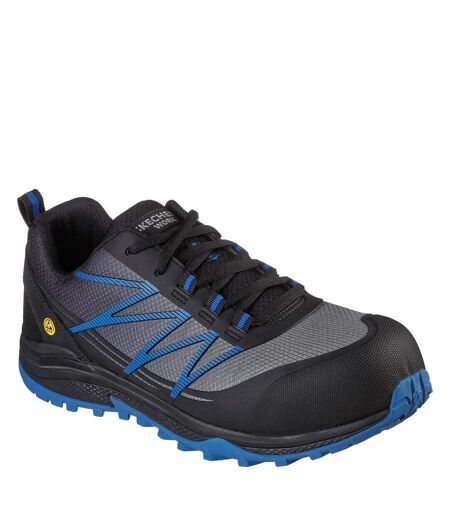 Skechers Mens Puxal Leather Safety Trainers (Black/Blue) - UTFS9301