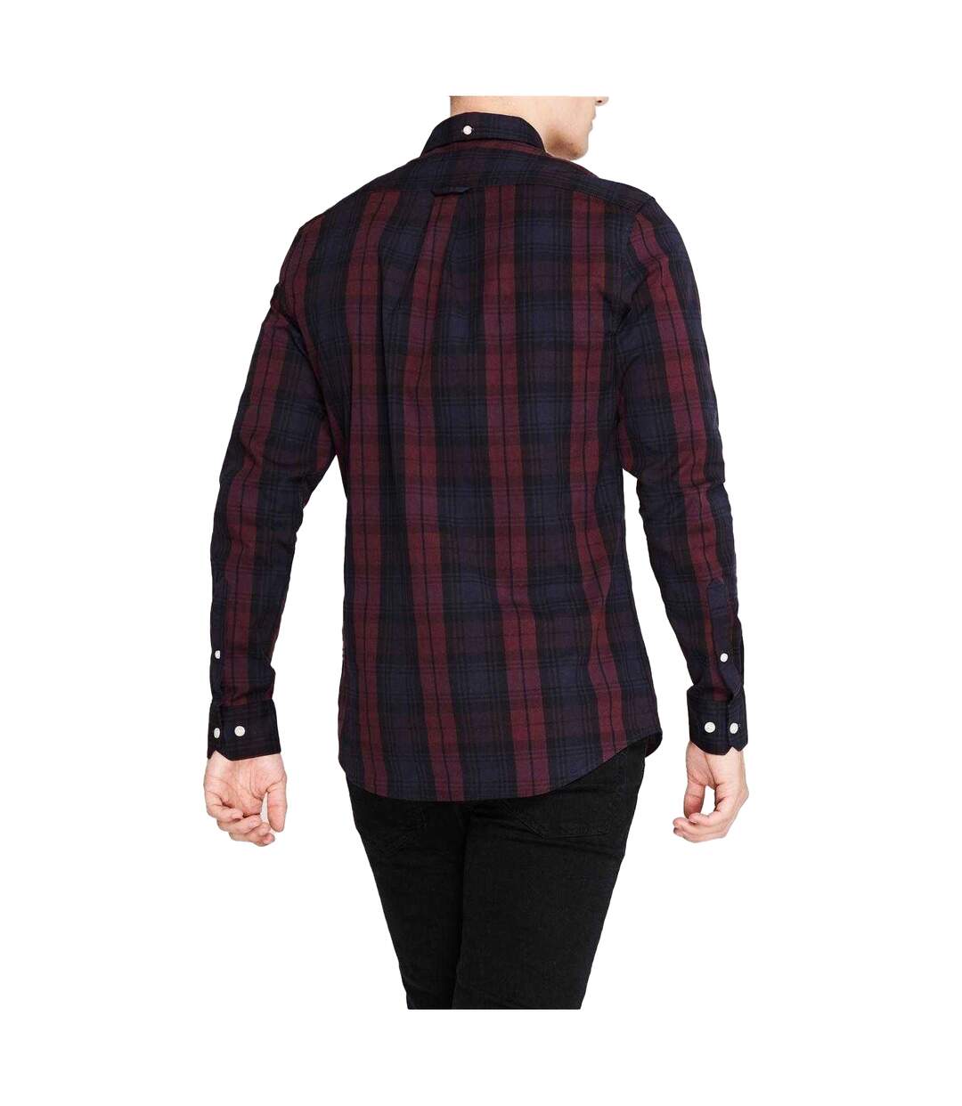 Mens Checked Cotton Button-down Shirt Red Farah-2
