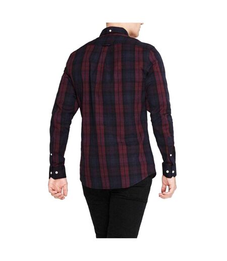 Mens Checked Cotton Button-down Shirt Red Farah