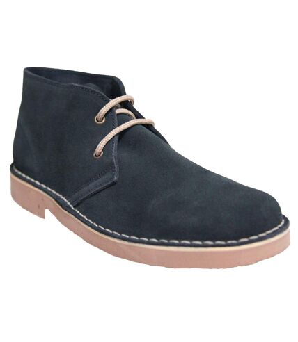 Roamers Mens Real Suede Unlined Desert Boots (Navy) - UTDF111
