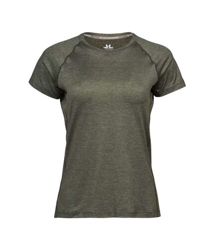 Tee Jays Womens/Ladies Cool Dry Short Sleeve T-Shirt (Olive Melange) - UTBC3324