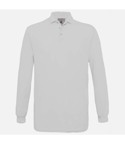 B&C Mens Safran Long Sleeve Cotton Polo Shirt (White) - UTRW3005
