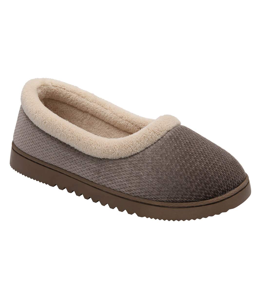 Ladies Textured Ballerina Slippers Brown Tan Warm UK 3-8-4