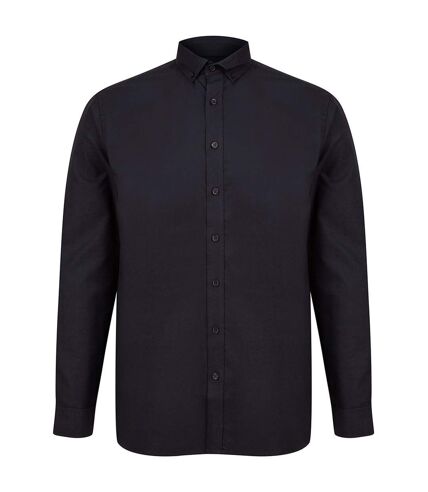 Henbury Mens Modern Long Sleeve Classic Fit Oxford Shirt (Black)