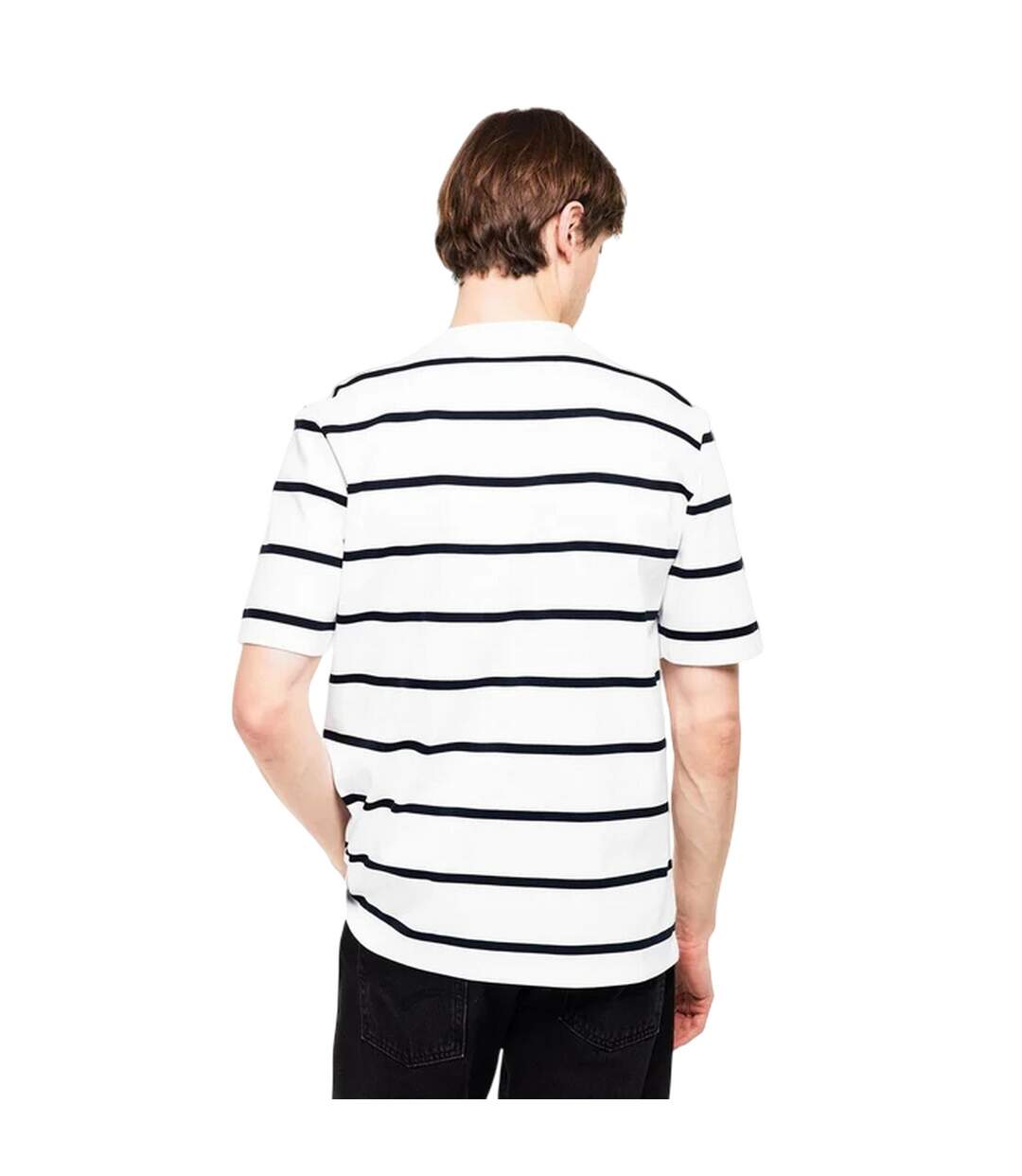 Mens Taut Striped Cotton Regular T-shirt White Boss-3