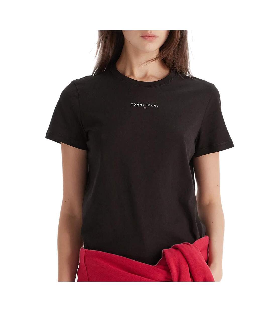 T-Shirt noir femme tommy hilfiger linears-1