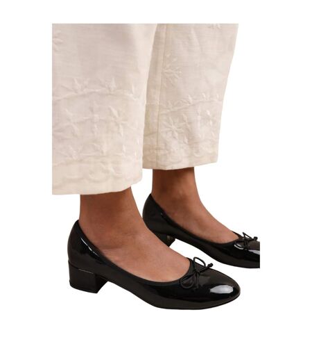 Womens/ladies wonder bow low block heel court shoes black Where´s That From