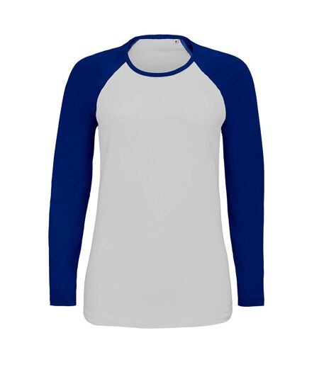 SOLS Womens/Ladies Milky Contrast Long Sleeve T-Shirt (White/Royal Blue)